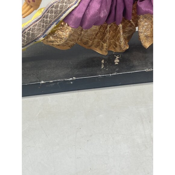 India dancer figurine on stand purple yellow made in India 8x8" embellish READ - Picture 2 of 8